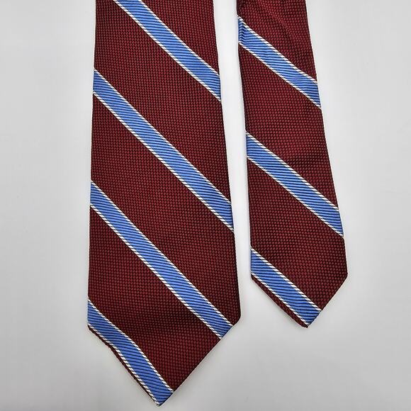 Brooks Brothers Fleece Red Blue Repp Stripe Silk Tie USA Necktie 50" - Picture 5 of 6